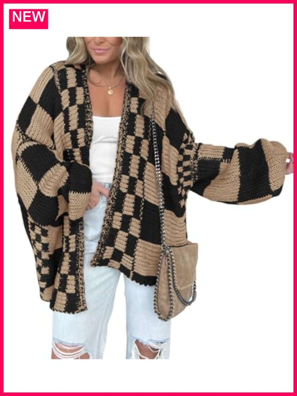 Women's Casual Open Front Cardigan Chunky Knit V-Neck Long Sleeve Sweater